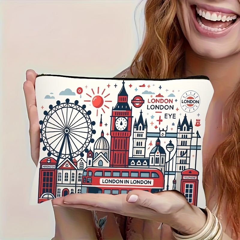 Travel Accessories London - London Building-patroon, multifunctionele reismake-uptas, noodsnacktas, duurzame
