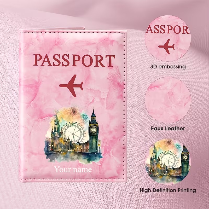 Travel Accessories London - Aangepaste naam Londen bezienswaardigheid aquarel kunststijl