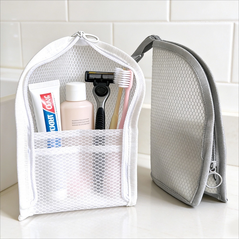 Travel Accessories Holder - Mesh toilettas, ademend, sneldrogend, staande verticale