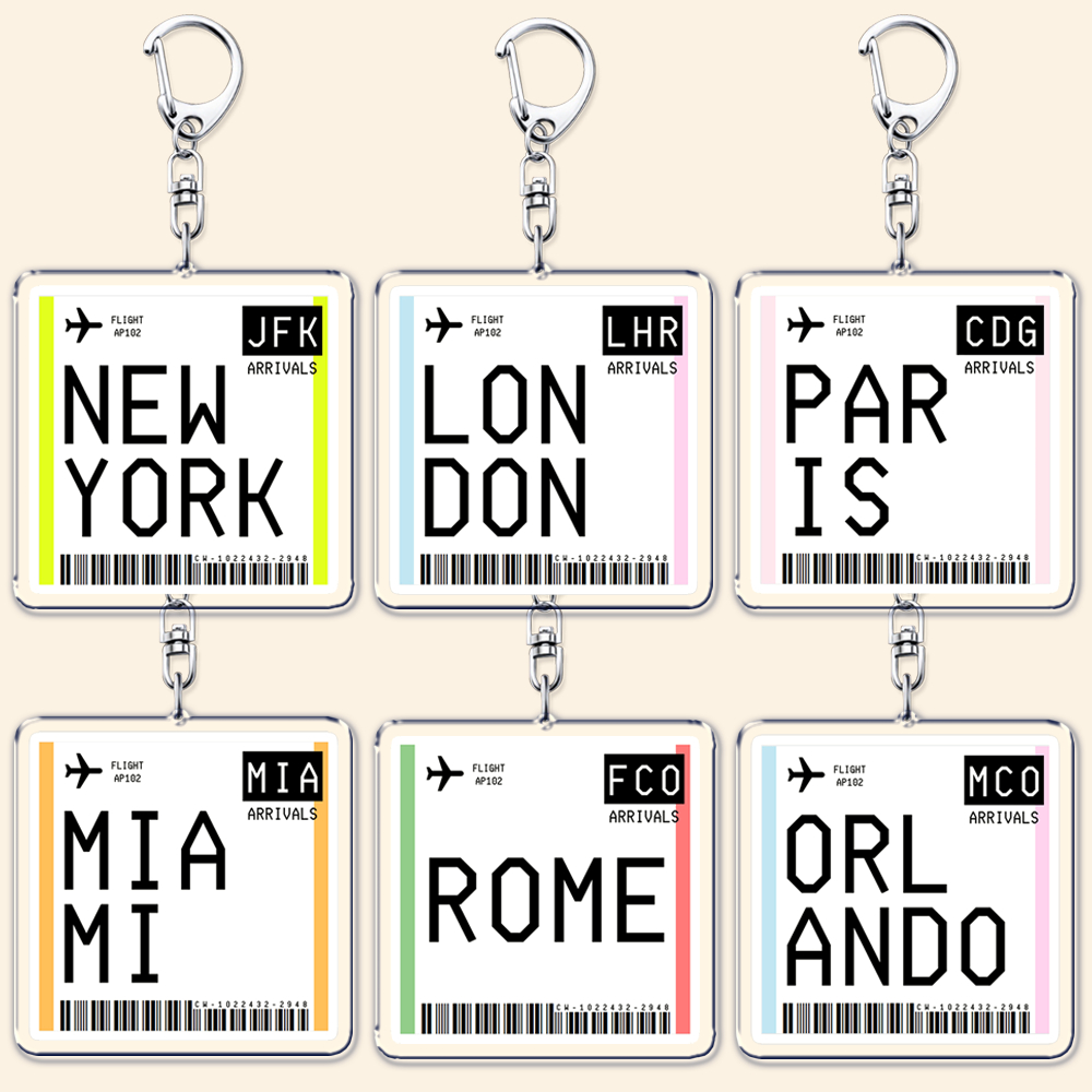 Travel Accessories London - Reisvliegticket Instapkaart Sleutelhanger London Paris Tokyo
