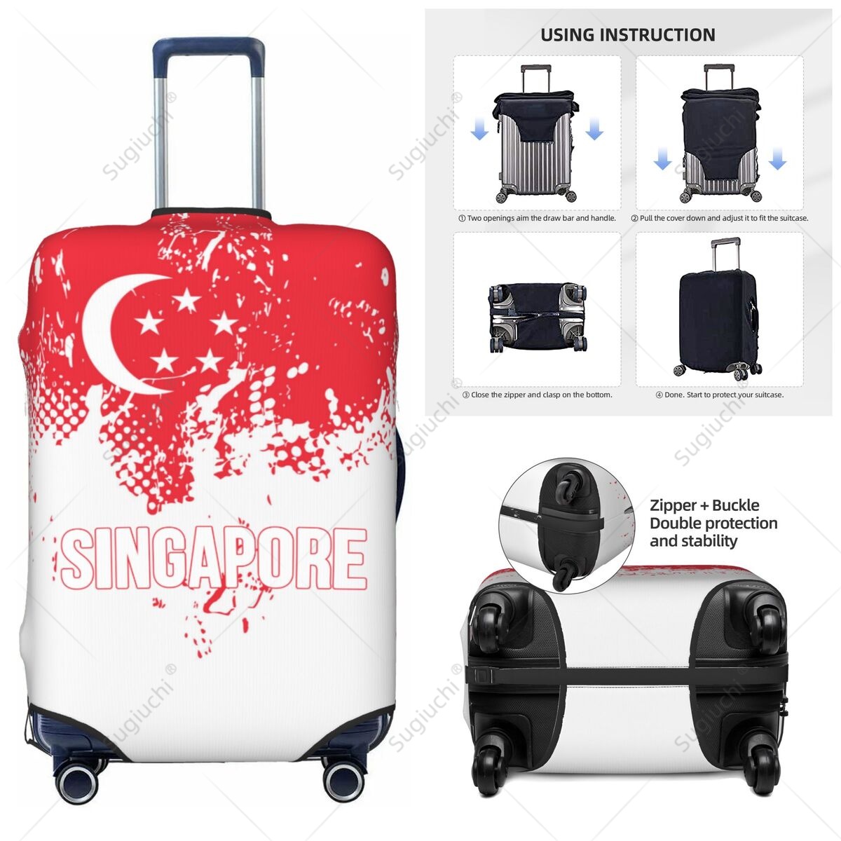 Travel Accessories Singapore - Singapore Vlag Bagagehoes Koffer Elastische Stofhoes